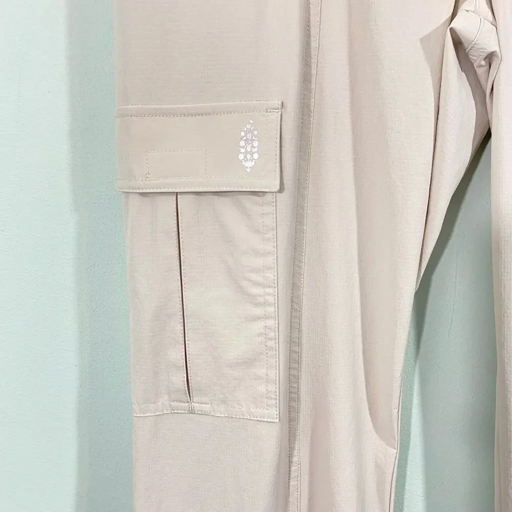 Free People Movement Muted Beige Cascade Hike Flare Pants Size L